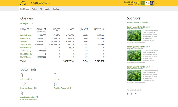 Cost Control Dashboard